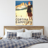 イタリアのコルティナ・ダンペッツォのヴィンテージ旅行ポスター キャンバスプリント (インサイチュ (寝室))
