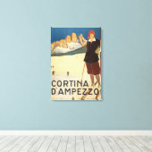 イタリアのコルティナ・ダンペッツォのヴィンテージ旅行ポスター キャンバスプリント (インサイチュ (ウッドフロア))