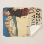 イタリアのコルティナ・ダンペッツォのヴィンテージ旅行ポスター シェルパブランケット (正面(横))