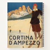 イタリアのコルティナ・ダンペッツォのヴィンテージ旅行ポスター ノートブック (裏面)