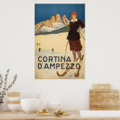 イタリアのコルティナ・ダンペッツォのヴィンテージ旅行ポスター ポスター (キッチン)
