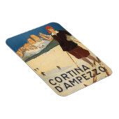 イタリアのコルティナ・ダンペッツォのヴィンテージ旅行ポスター マグネット (右側)