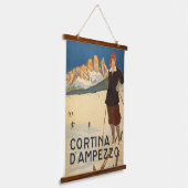 イタリアのコルティナ・ダンペッツォのヴィンテージ旅行ポスター 吊り下げ型タペストリー (傾斜あり)