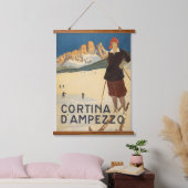 イタリアのコルティナ・ダンペッツォのヴィンテージ旅行ポスター 吊り下げ型タペストリー (寝室)