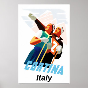 イタリアのコルティナ・ダンペッツォの旅行ポスター ポスター