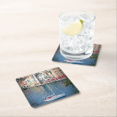 イタリアのコースター、ポルトフィノへのセーリング スクエアペーパーコースター (インサイチュ)