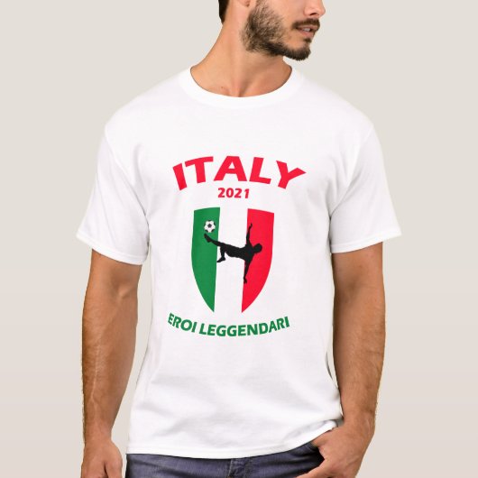 イタリアのサッカーの勝者2021伝説のヒーロー Tシャツ (正面)