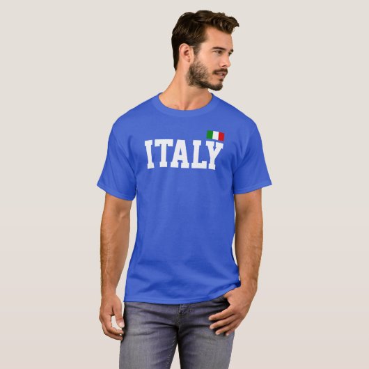 イタリアのサッカーのTシャツ|のフットボールのワールドカップのティー Tシャツ (正面フル)