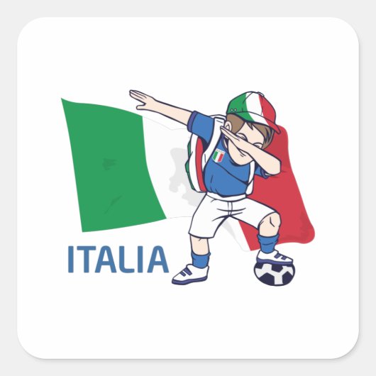 イタリアのサッカーファンの子供の小学生をダビング スクエアシール (正面)