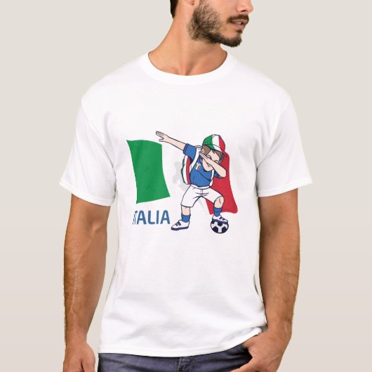 イタリアのサッカーファンの子供の小学生をダビング Tシャツ (正面)