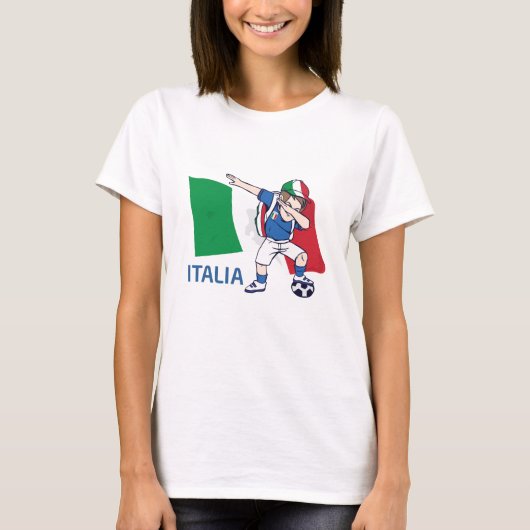 イタリアのサッカーファンの子供の小学生をダビング Tシャツ (正面)
