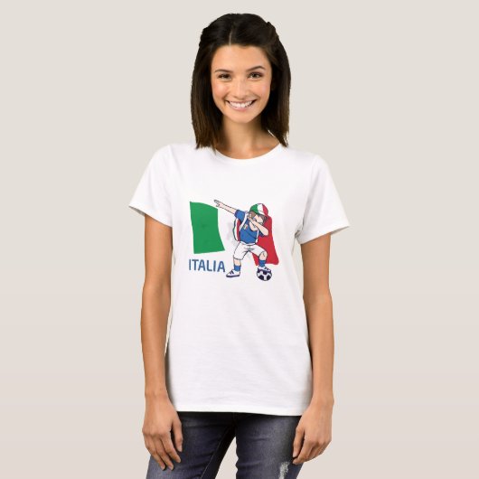 イタリアのサッカーファンの子供の小学生をダビング Tシャツ (正面フル)