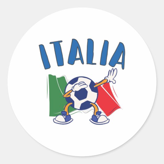 イタリアのサッカーボール国旗 ラウンドシール (正面)