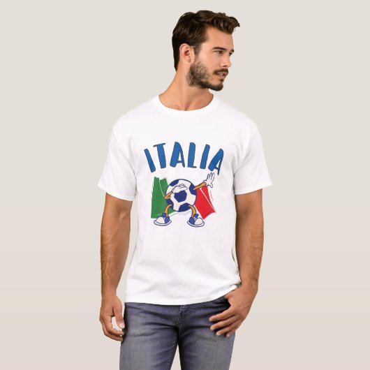 イタリアのサッカーボール国旗 Tシャツ (正面フル)