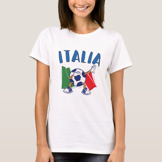 イタリアのサッカーボール国旗 Tシャツ (正面)