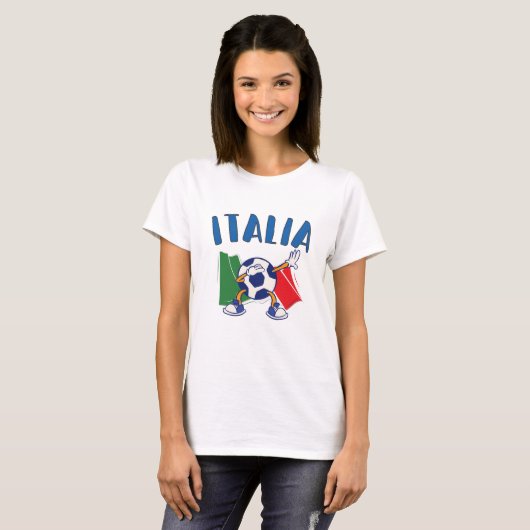 イタリアのサッカーボール国旗 Tシャツ (正面フル)