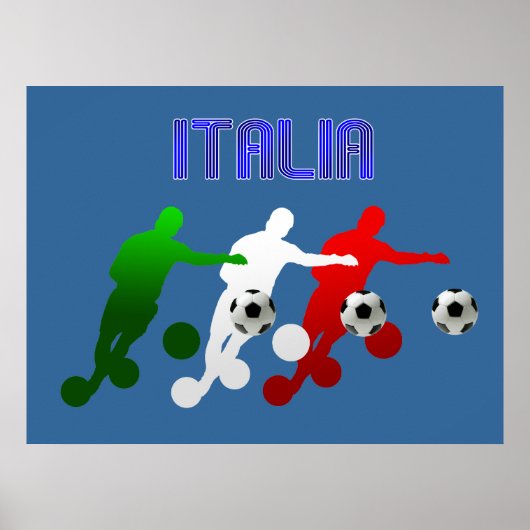 イタリアのサッカー選手の国旗イタリア・カルシオ・スポーツ ポスター (正面)
