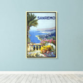 イタリアのサンレモイタリアン、リビエラヴィンテージ旅行アート キャンバスプリント (インサイチュ (ウッドフロア))