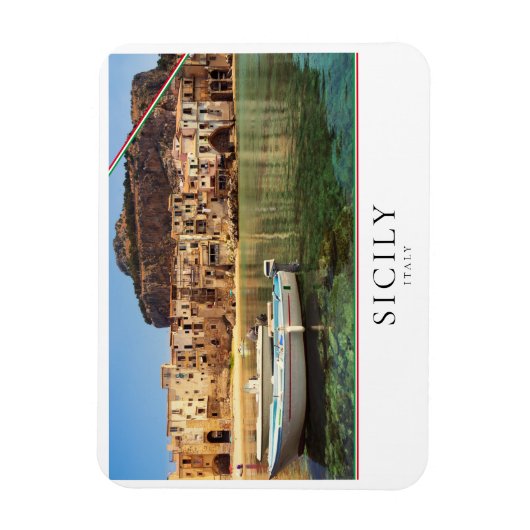 イタリアのシチリアのセファルの町 マグネット (縦)