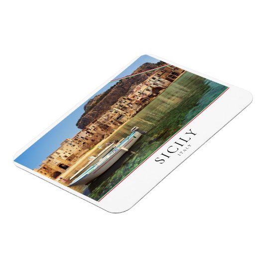 イタリアのシチリアのセファルの町 マグネット (左側)