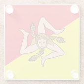 イタリアのシチリア州旗を持つガラスコースター ガラスコースター (裏面)