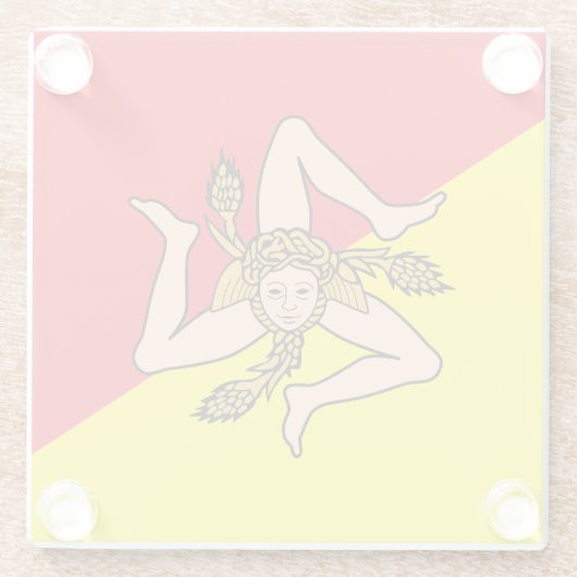 イタリアのシチリア州旗を持つガラスコースター ガラスコースター (裏面)