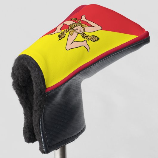 イタリアのシチリア州旗を持つゴルフパターカバー ゴルフヘッドカバー (3/4 正面)