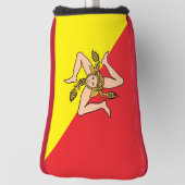 イタリアのシチリア州旗を持つゴルフパターカバー ゴルフヘッドカバー (回転90)