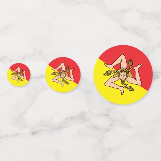 イタリアのシチリア州旗を持つテーブル紙吹雪 コンフェッティ (正面)