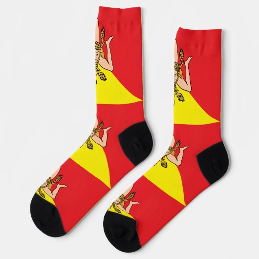 イタリアのシチリア州旗を持つ女性用ソックス ソックス (左)
