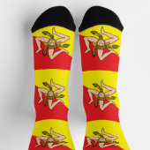 イタリアのシチリア州旗を持つ女性用ソックス ソックス (上部)