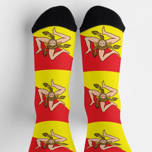 イタリアのシチリア州旗を持つ女性用ソックス ソックス (上部)