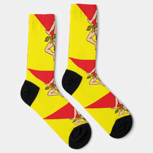 イタリアのシチリア州旗を持つ女性用ソックス ソックス (右)