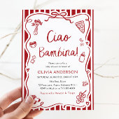 イタリアのシンプルでかわいい女の子のベビーシャワー 招待状