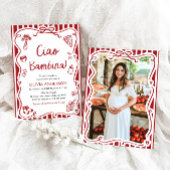 イタリアのシンプルでかわいい女の子のベビーシャワー 招待状