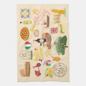 イタリアのシンボル旅行愛好家 キッチンタオル (縦)