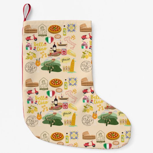 イタリアのシンボル旅行愛好家 スモールクリスマスストッキング (正面)