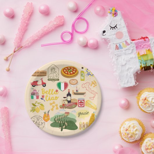 イタリアのシンボル旅行愛好家 ペーパープレート (パーティー)