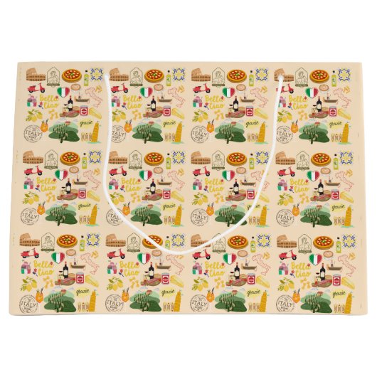 イタリアのシンボル旅行愛好家 ラージペーパーバッグ (正面)