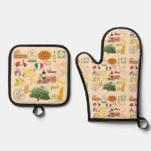 イタリアのシンボル旅行愛好家 鍋つかみ&鍋敷きセット (正面)