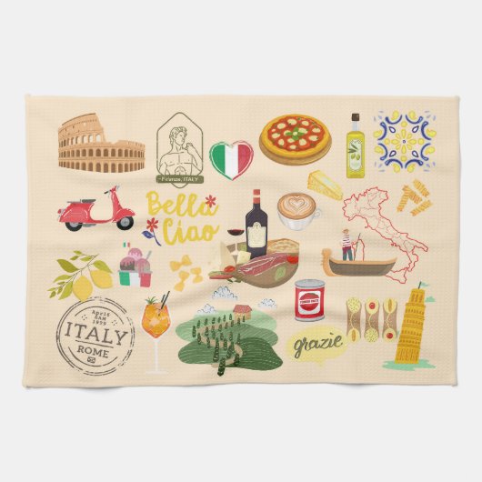 イタリアのシンボル キッチンタオル (横)