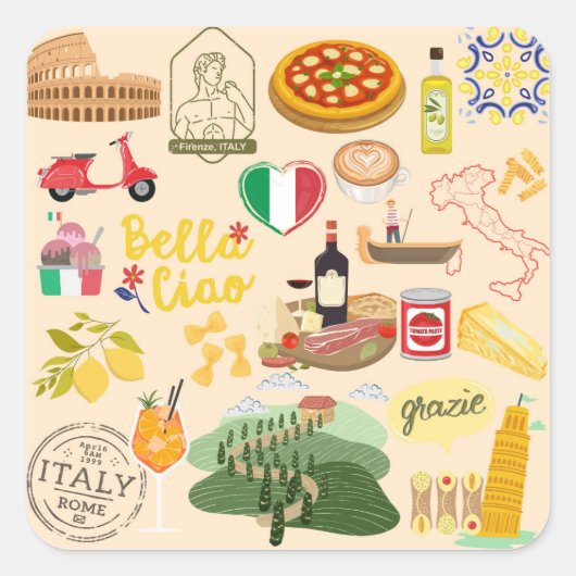 イタリアのシンボル スクエアシール (正面)