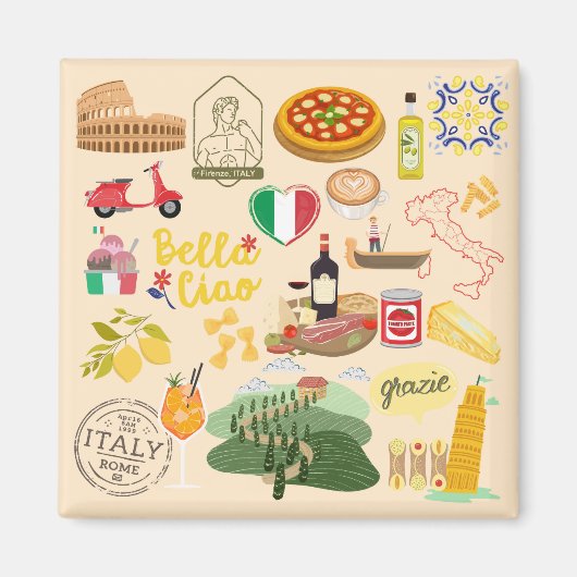 イタリアのシンボル マグネット (正面)