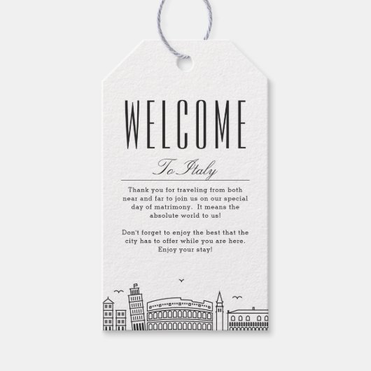 イタリアのスカイライン |ウェルカムメッセージギフトラベル ギフトタグ (正面)