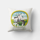 イタリアのスクーター旅行ロゴ クッション (裏面)