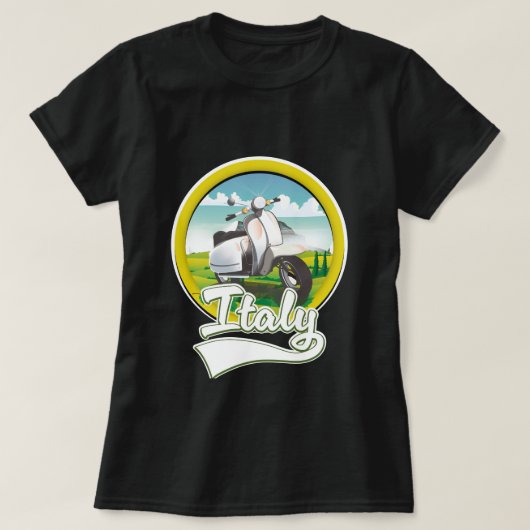 イタリアのスクーター旅行ロゴ Tシャツ (デザイン正面)