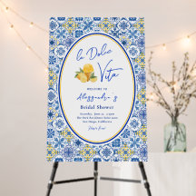 イタリアのタイル サマー ブライダル シャワー サイン