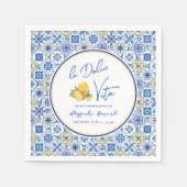 イタリアのタイル メディテレニアン サマー ブライダル シャワー スタンダードカクテルナプキン (正面)