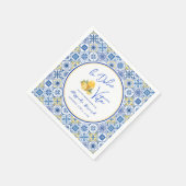 イタリアのタイル メディテレニアン サマー ブライダル シャワー スタンダードカクテルナプキン (角)