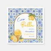 イタリアのタイル レモンジェラート ブライダルシャワー スタンダードカクテルナプキン (正面)